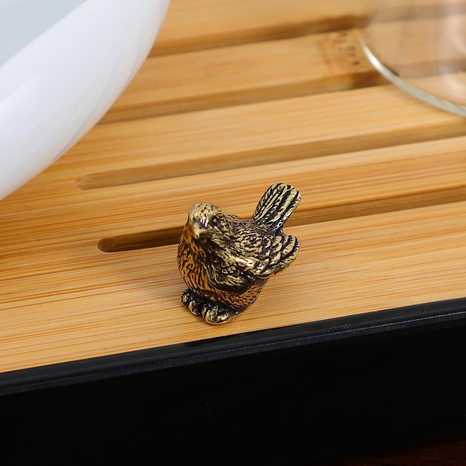 Sewroro Golden Brass Bird Statue Small Brass Sparrow Figurine Retro Bird Decoration Home Desktop Decor - Image 6