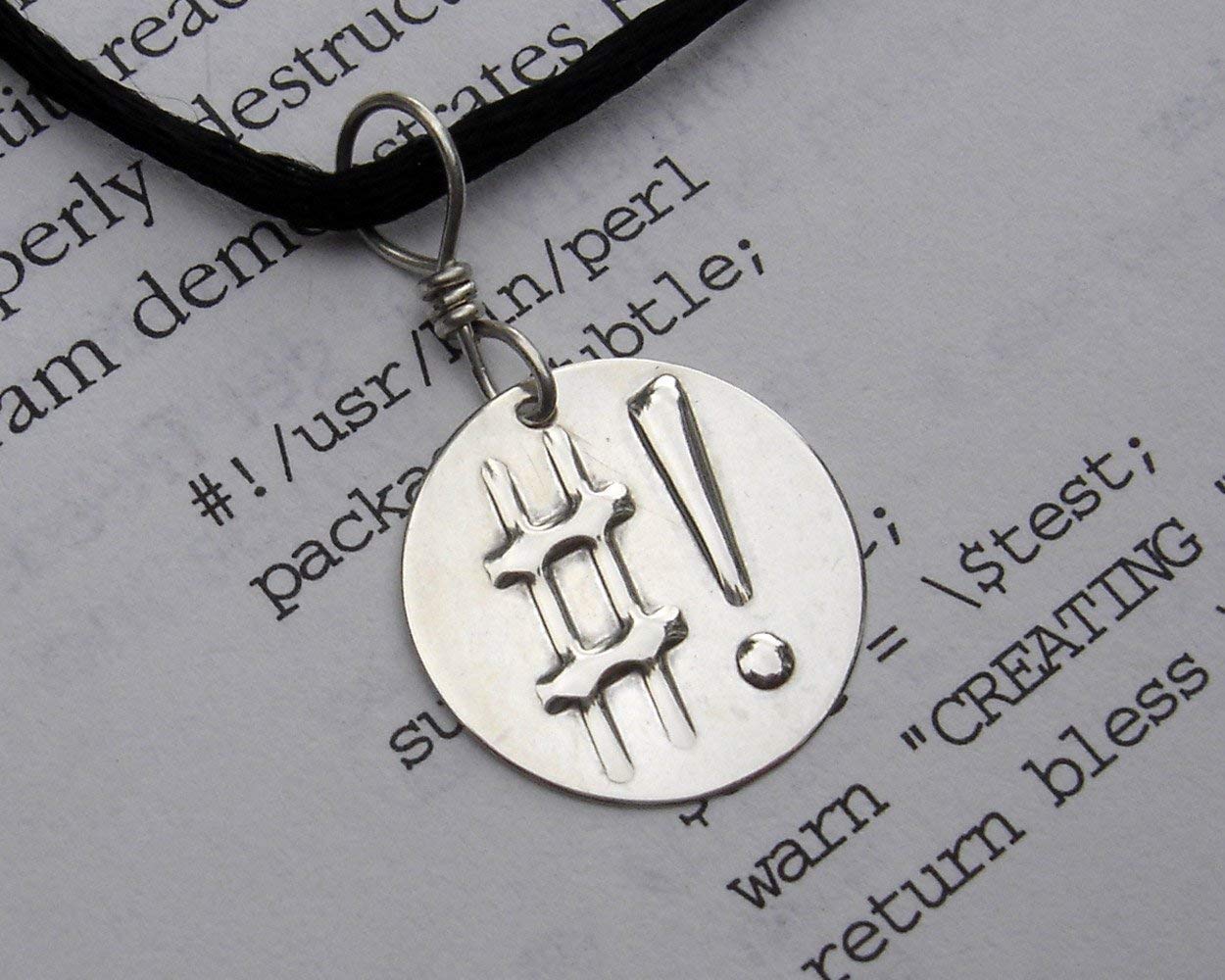 Shebang Computer Programmer Pendant Necklace