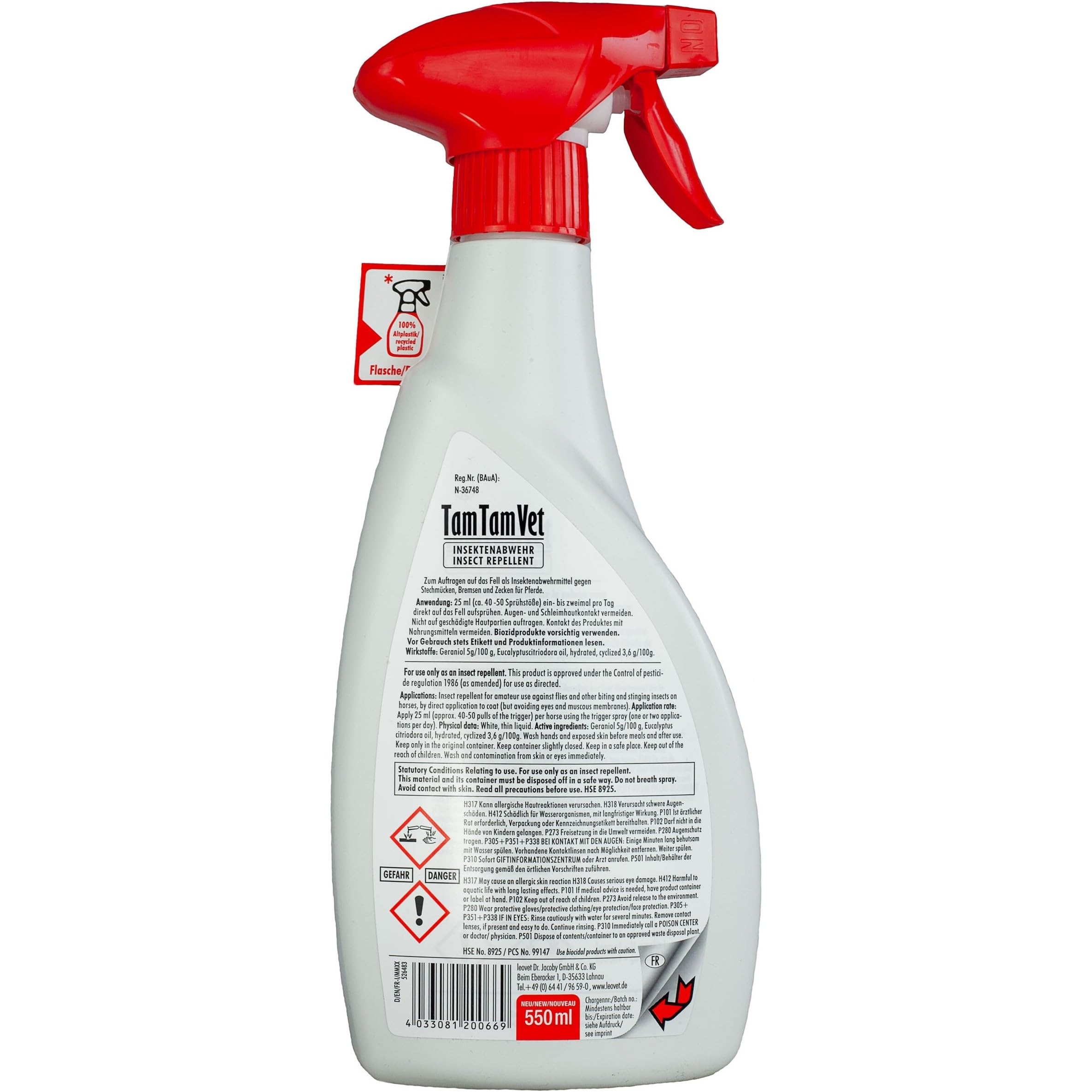 RL24 leovet - Tam Tam Vet | Insektenschutz mit Langer Wirkdauer | Bremsenspray für Pferde | Schutz vor Mücken, Bremsen & Zecken | Mückenspray für Pferde | 2 x 550 ml Sprühflasche (2er Set)