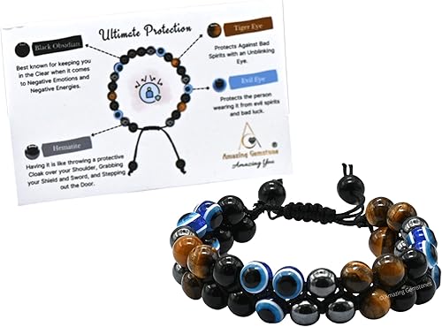 Miniatura 148 de Natural Healing Crystal Bracelet for Women - Mens Bracelet Energy Balancing Gemstones Set - Adjustable Stone Bead Bracelet for Men and Women - Anger