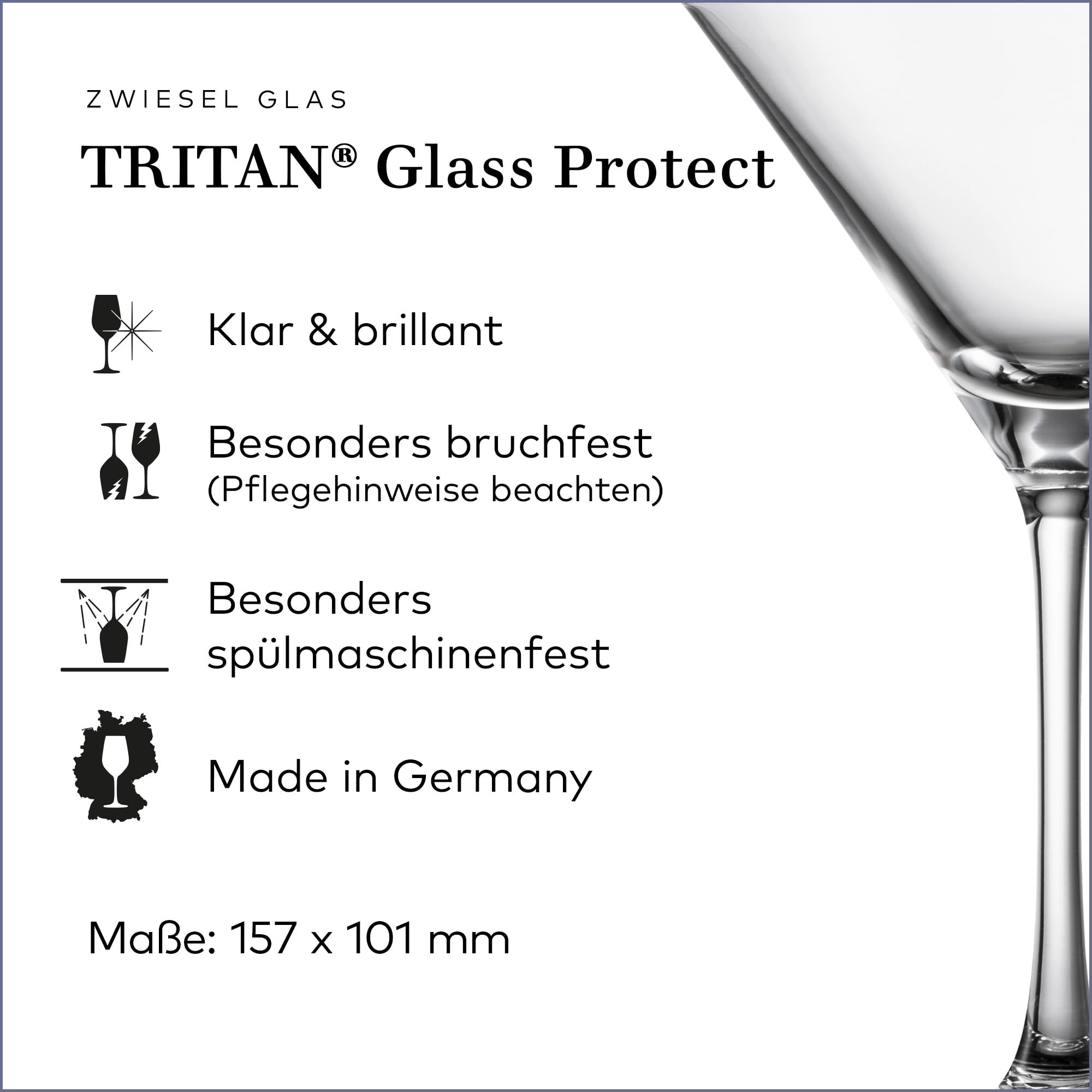 Zwiesel Glas Martiniglas Echo (4-er Set), moderne Martini Gläser mit besonderem Bodenmuster, spülmaschinenfeste Tritan-Kristallgläser, Made in Germany (Art-Nr. 123383)