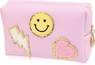 Bolsa de maquiagem Couro PU portátil Bolsa de cosméticos à prova d'água Bolsa de maquiagem de viagem Organizadora de acessórios de viagem Bolsa de maquiagem feminina rosa（R标店铺，跟卖必送小红旗）