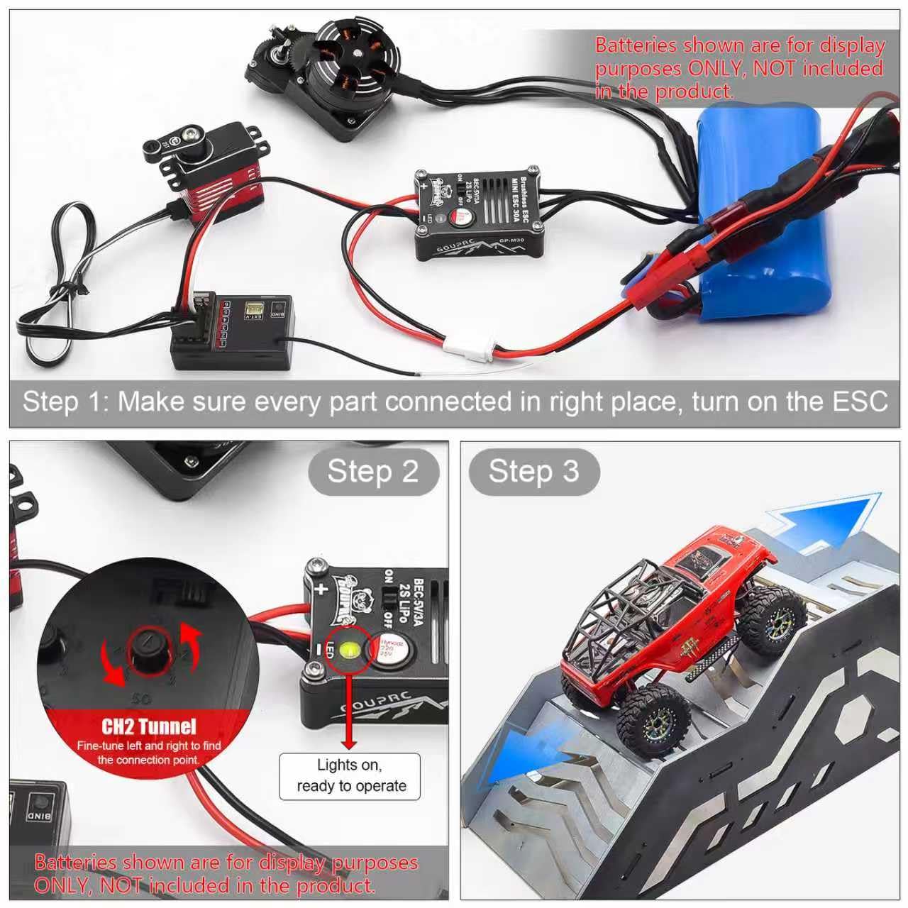 GOUPRC 2204 2400KV bezszczotkowy silnik wysięgnika z przekładnią i bezszczotkowym Esc 30A do SCX24 RC Crawler Axial 1/24 RC Car Truck