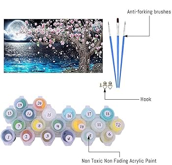 Amazon.co.jp: DIYペイントバイナンバーキット 大人用 Lサイズ
