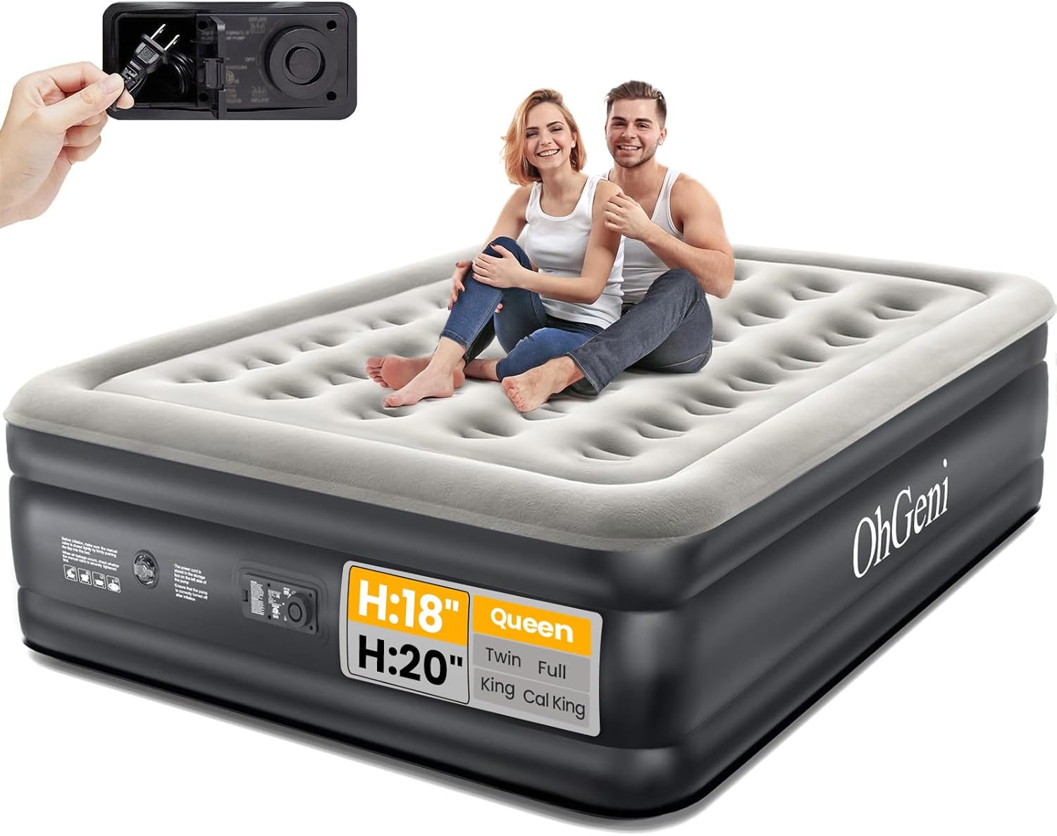 OhGeni Queen Air Mattress with Built in Pump