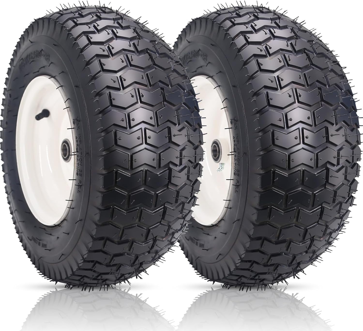 16x6.50-8" Lawn Mower Tires with Rim,4 Ply Tubeless with 3/4" Bearing, 3" Offset Hub for Riding Lawn Mower, Garden Trailer,Lawn Tractor (16x6.50-8-Tubeless with Rim)