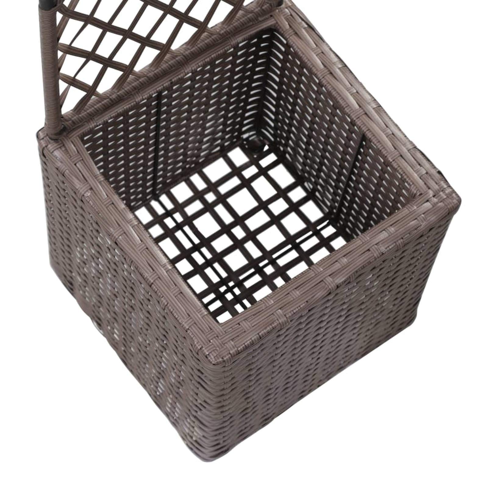 Homgoday Jardinera con Enrejado Arriate Macetero con Soporte para Trepadora Cultivos Plantas Flores para Terraza Jardín Exterior Enrejado y arriate 3 macetas ratán sintético marrón 30x30x107 cm