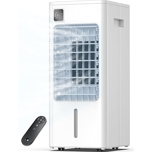 Portable Air Conditioner Windowless, 24.6" Evaporative Cooler with Digital Display, Remote, 3 Speeds, 12H Timer, Oscillating Swamp Cooler for Room no Windows, Bedroom, Living Room