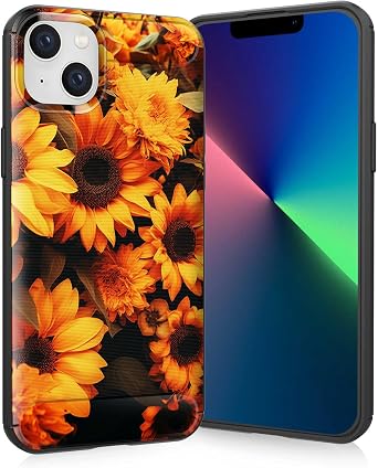 for iPhone 11 Case,Slim Thin Silicone Soft Flexible TPU Brushed Black Anti-Scratch Shockproof Protective Cover for iPhone 11,Sunflower Field