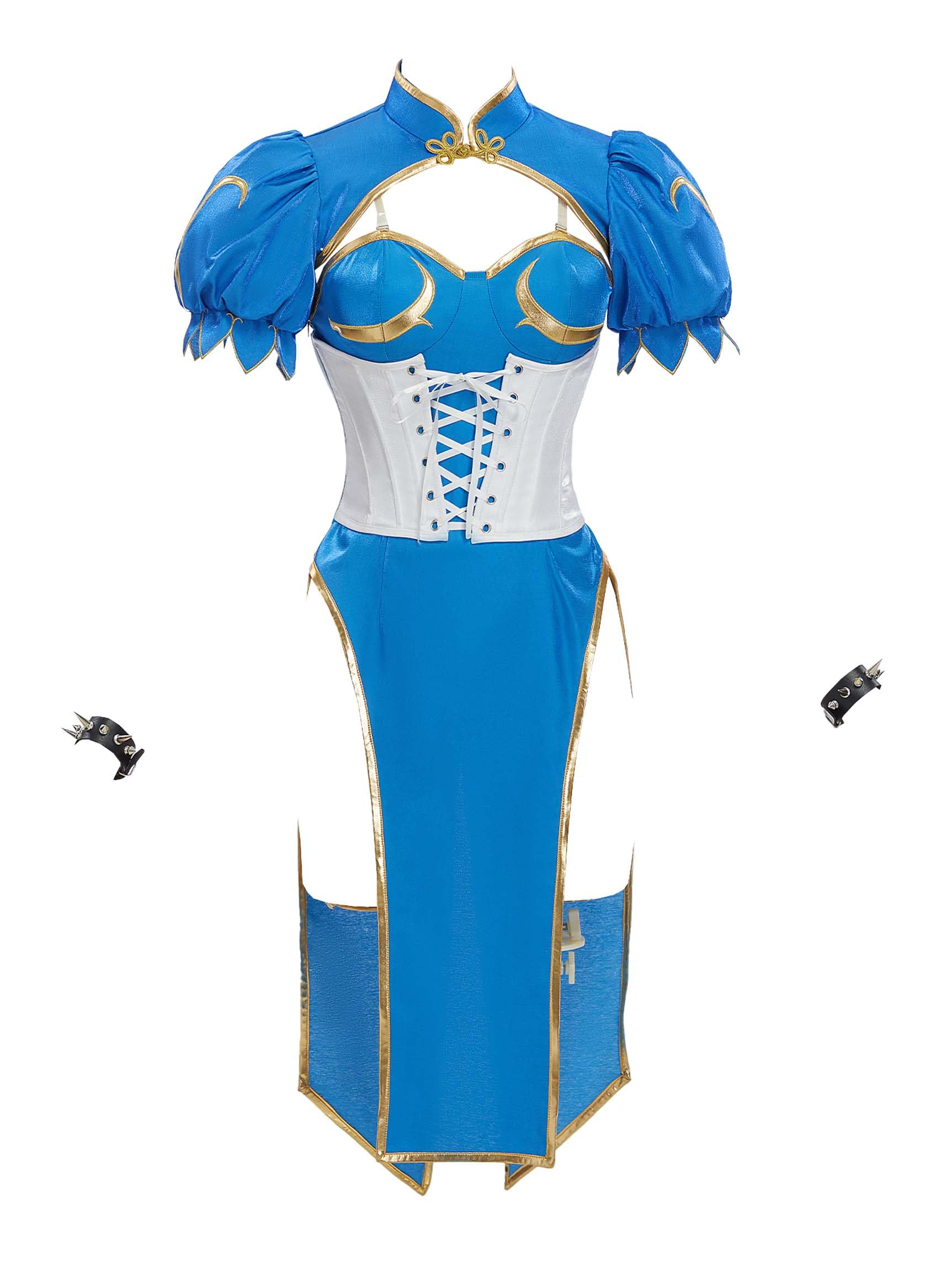 Micotaku Street Fighter Officially Licensed Women's Slim Fit Chun-li Corset Costume Cosplay Outfit