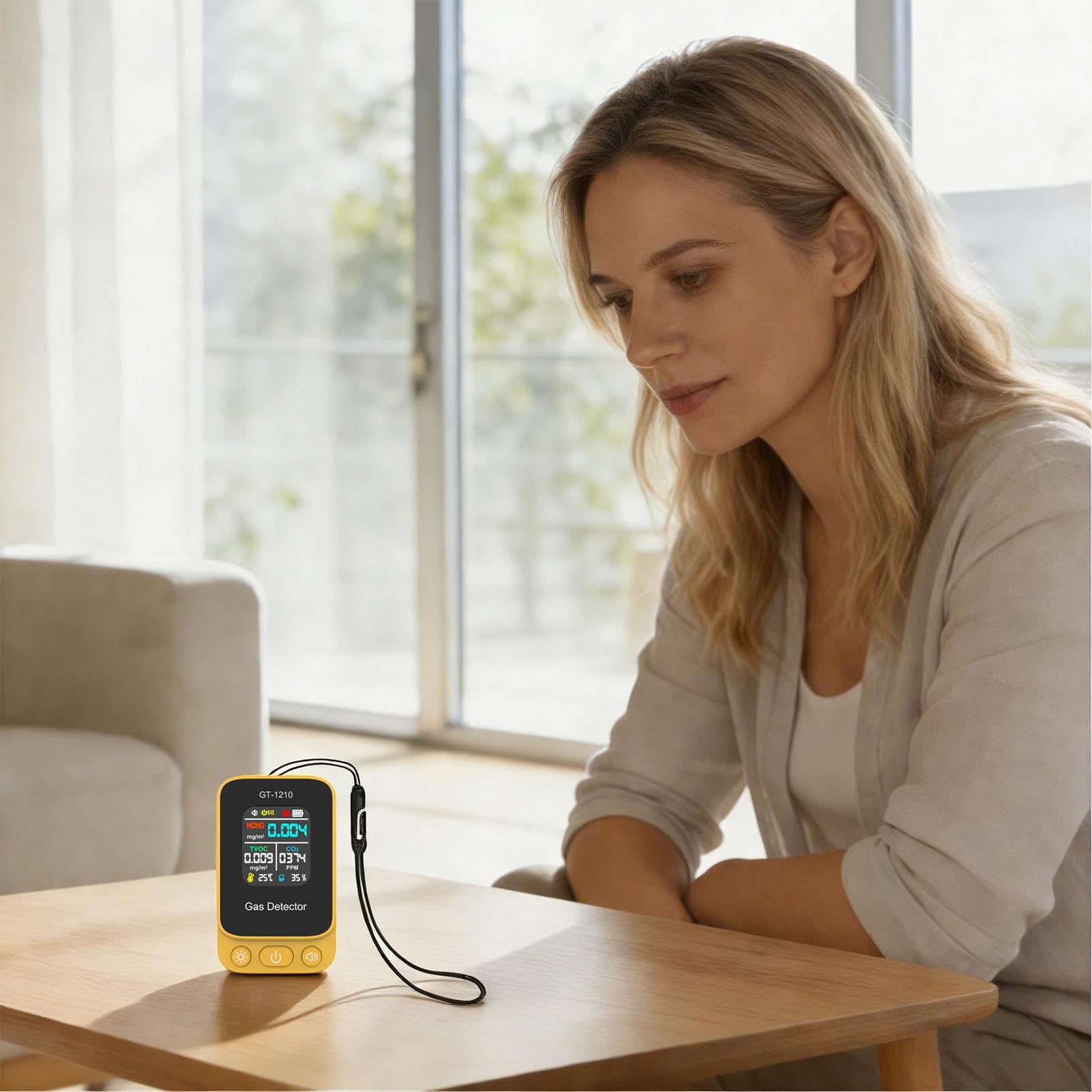 Monitor di qualità 'aria,Sensore in reale,Rilevatore d'aria portatile con misurazione della temperatura e 'umidità per la casa - per casa camera da ufficio auto hotel