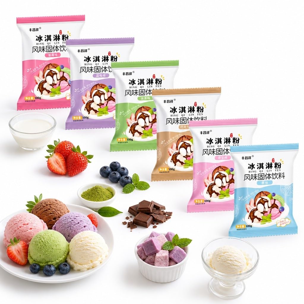 Juego De Mezcla Helado En Polvo 6 Sabores (paquete 100g X 6): Helados Caseros, Postres Y Repostería For El Hogar Los Negocios