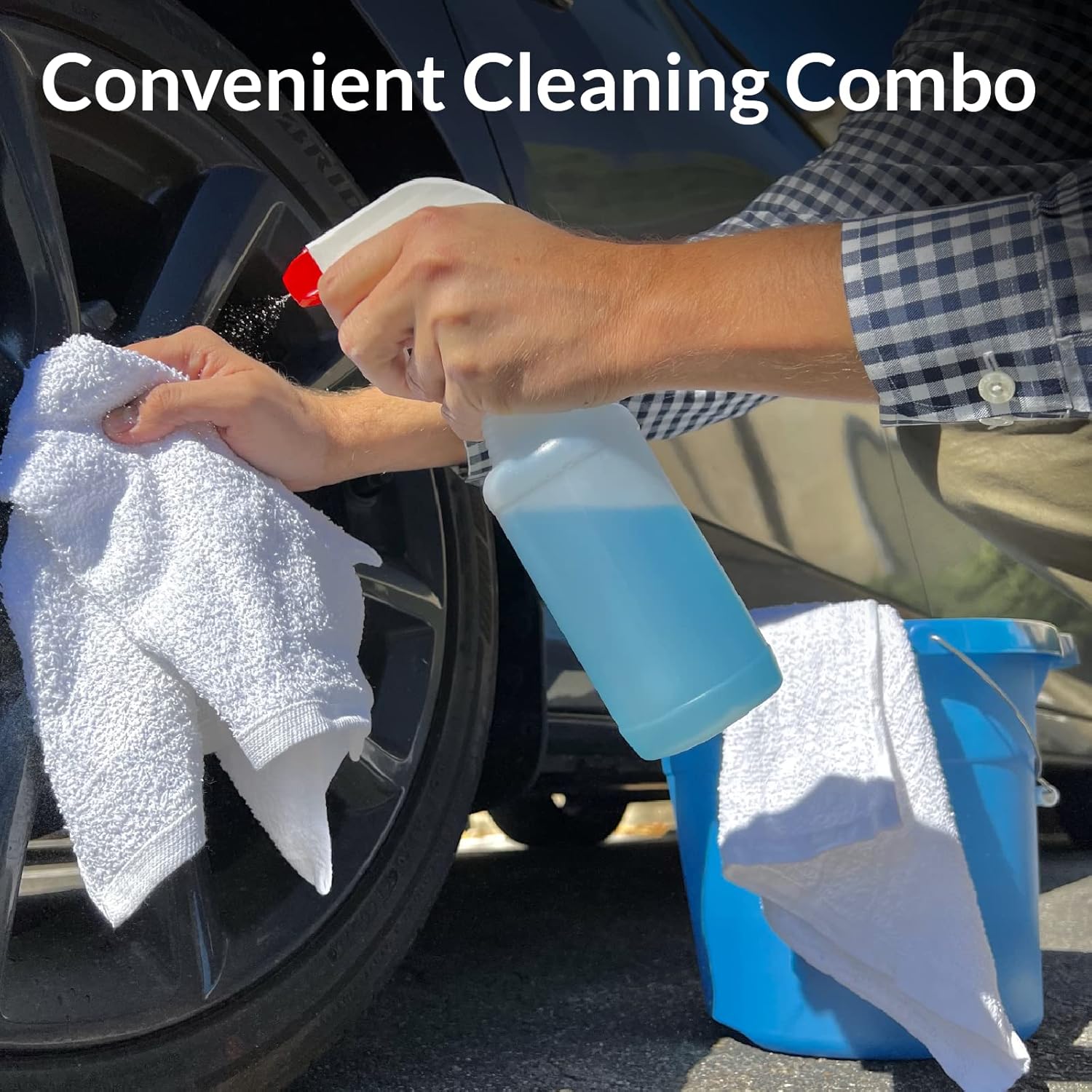 Pinnacle Mercantile 16oz Plastic Spray Bottles 2 Pack with Extra Large Terry Cloth Towel 25 Pack 16” x 19” Bar Mop Cleaning Rag Packaged in USA: Industrial & Scientific