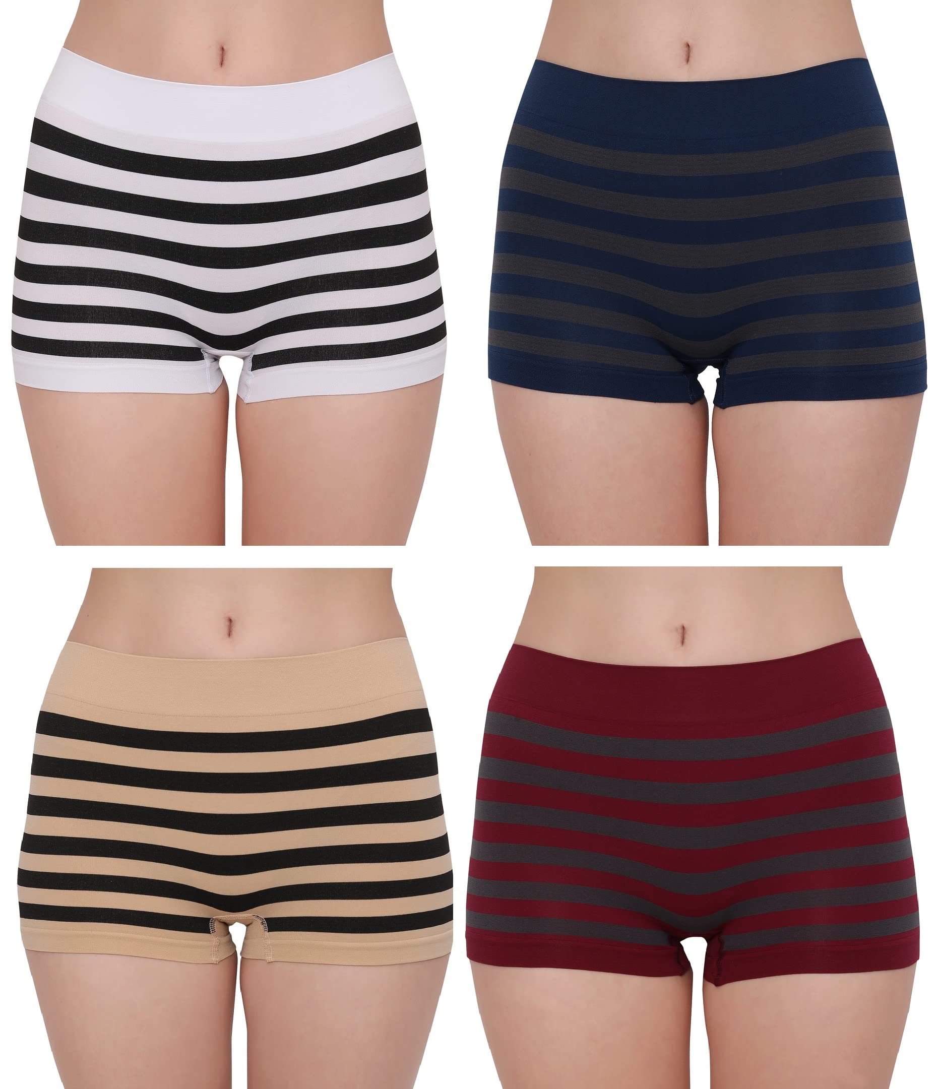 Women's Spandex Boyshort Panty,Free Size (Pack of 4)