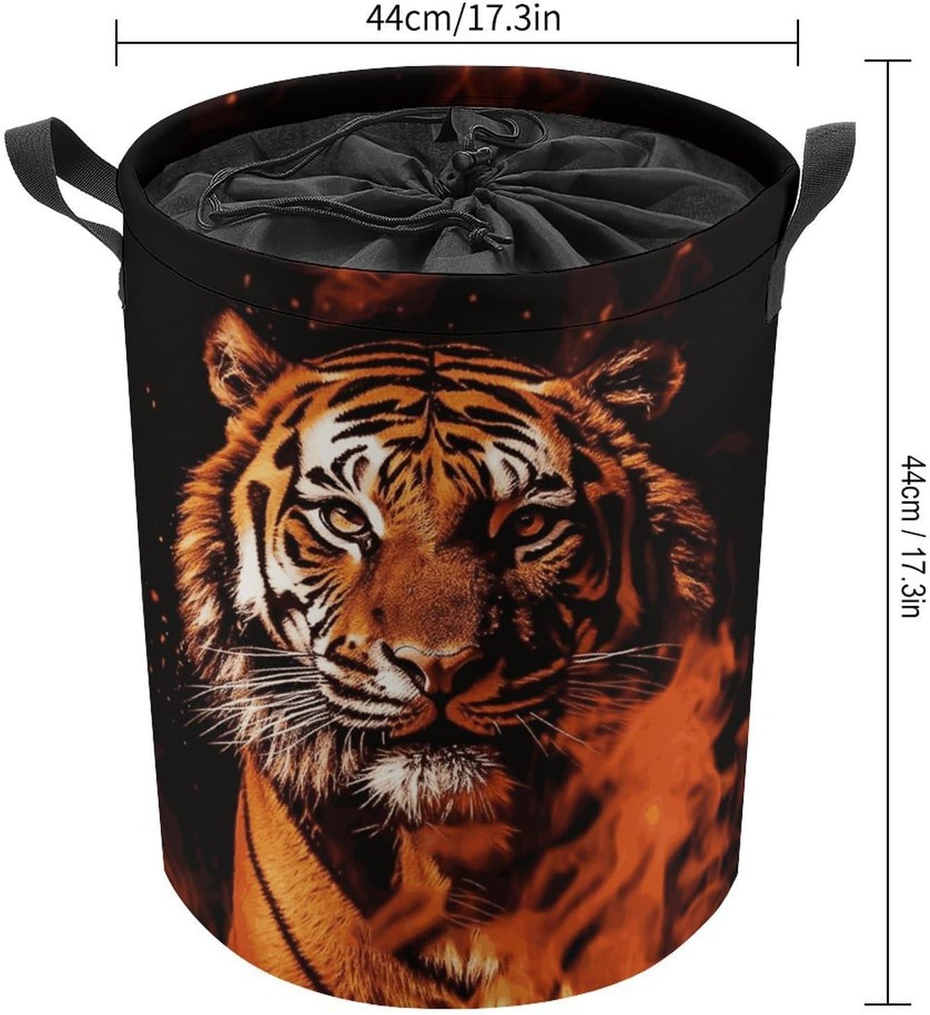 Tiger in Fire Laundry Basket Collapsible Clothes Hamper with Reinforced Handles Large Capacity Waterproof Laundry Bag Freestanding Laundry Hamper for Bedroom Bathroom