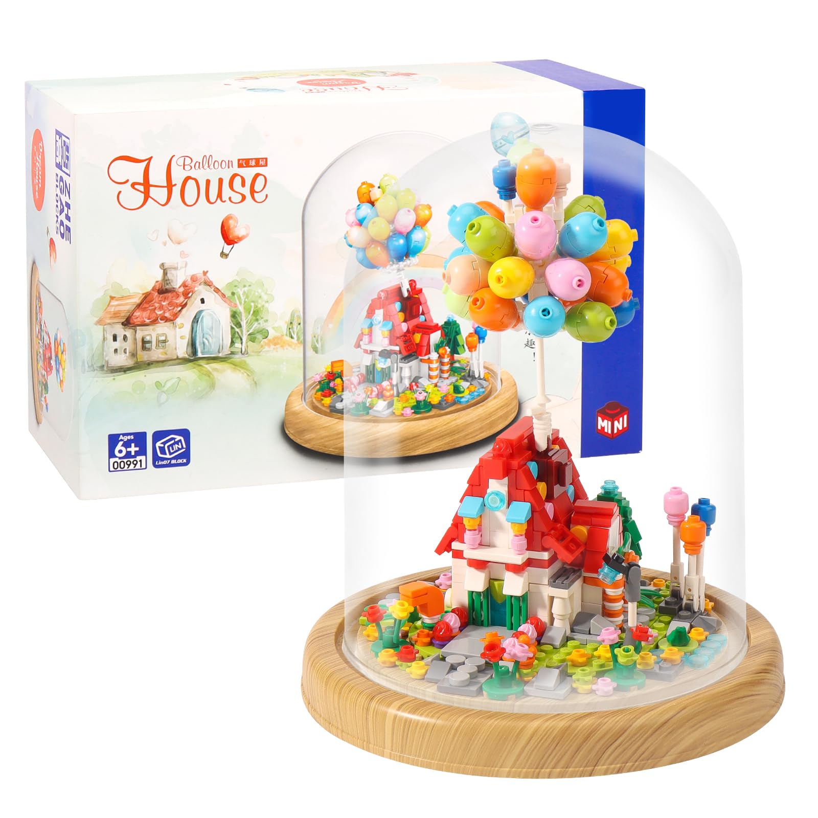 Mini Up Balloon House Building Set,Creative Flying House Building Block with Dust Cover,Assemble Suspended Gravity Tensegrity Toys,Home Office Decor Gifts for Adults Kids Boys Grils(578PCS)