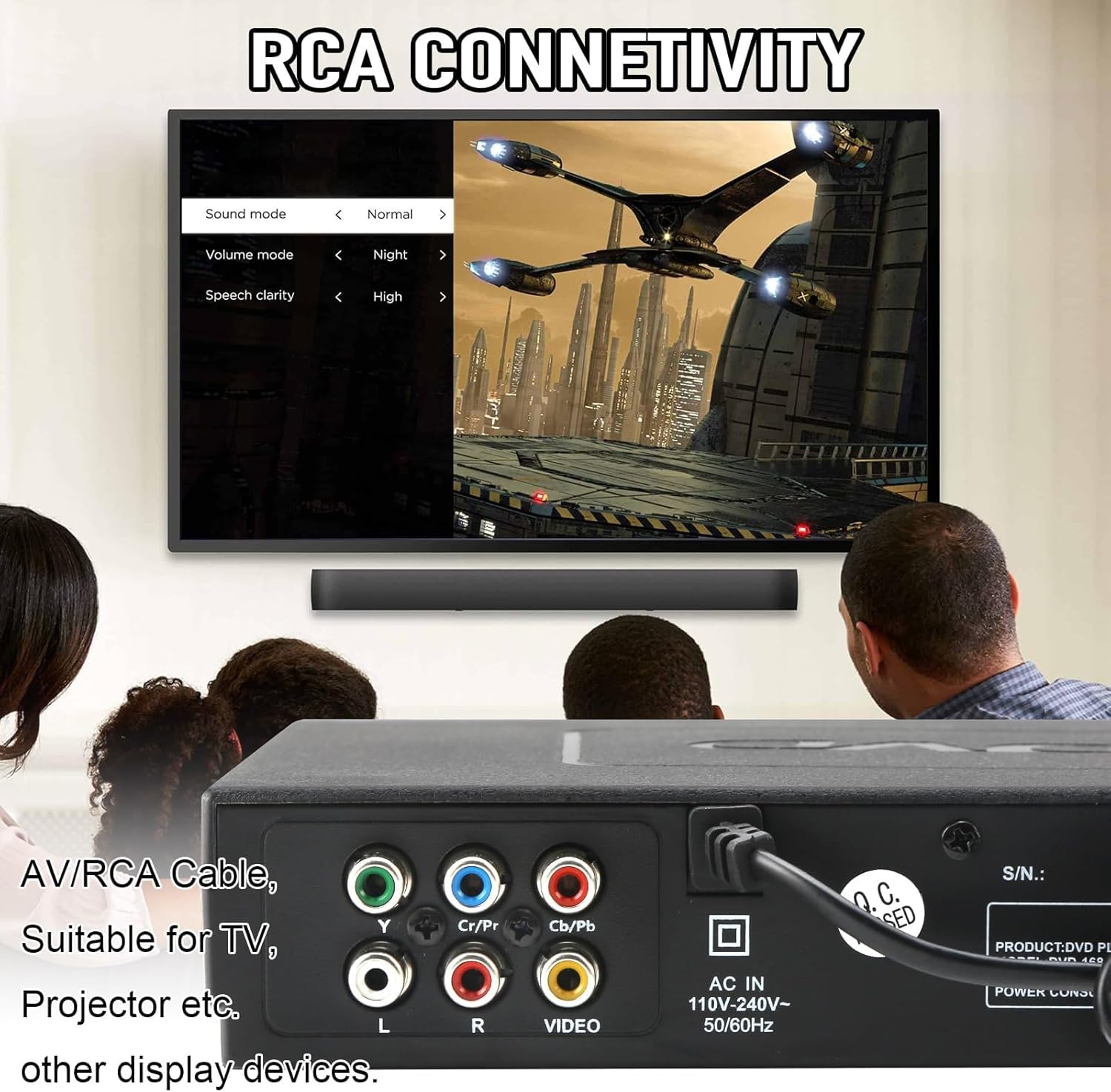 NCONCO Reproductor de DVD, Reproductor de DVD, Reproductor VCD para TV con cable AV, Reproductor de CD USB Multifunción con Control Remoto para Sistema Estéreo Doméstico