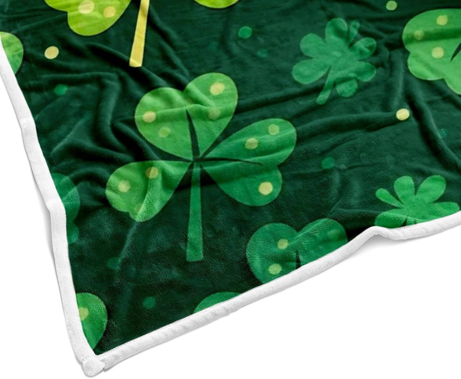 St. Patricks Day Throw Blanket Sherpa Flannel Fleece Blanket, St. Patrick's Day Green Shamrocks Clovers Pattern Bed Blanket, Irish Soft Cozy Blankets Warm Throw Blanket for Couch 50X60in - Image 5