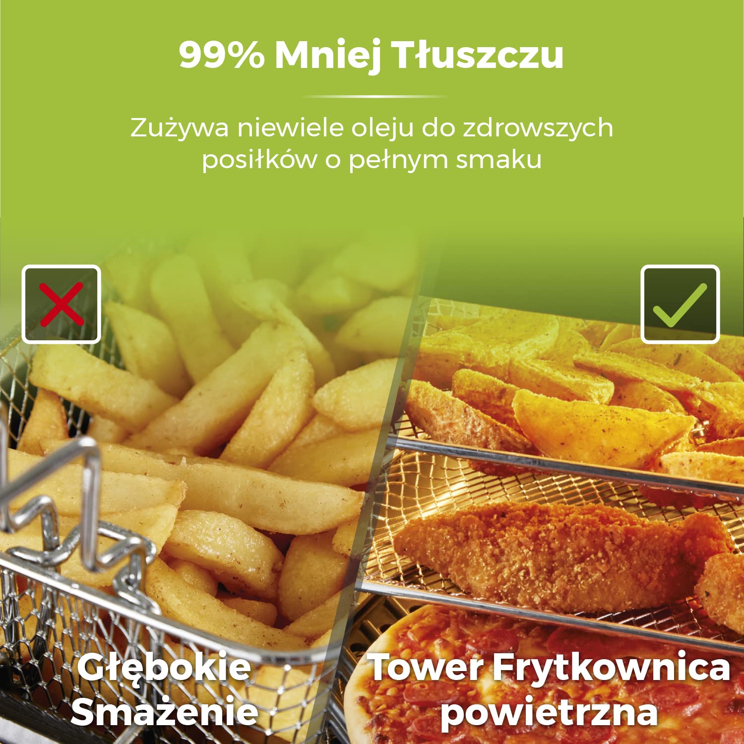 Tower Xpress Pro Kombinacja T17076 Vortx 10-in-1 Cyfrowy Air Frytkownica Piekarnik z Rapid Air Obieg, 60-Minuta Timer, 11 L, 2000 W, Czarny