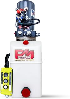 KTI 12Vdc Double Acting 6qt Hydraulic Pump for Dump Trailer - Hydraulic Power Unit - Dump Trailer Pump 6 Quart Poly Reservoir with Remote Controller (DC-45597-06)