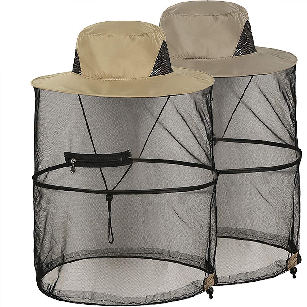 Mosquito Head Net Hat Sun Hats with Hidden Net Mesh Mask