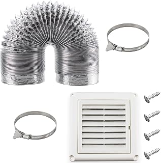 Funmit 4" Louvered Vent Cover with 4 Screws Stops Birds Nesting for Easy Installation & 4 in Flexible Dryer Vent Duct Hose Kit with 2 Stainless Steel Worm Clamp