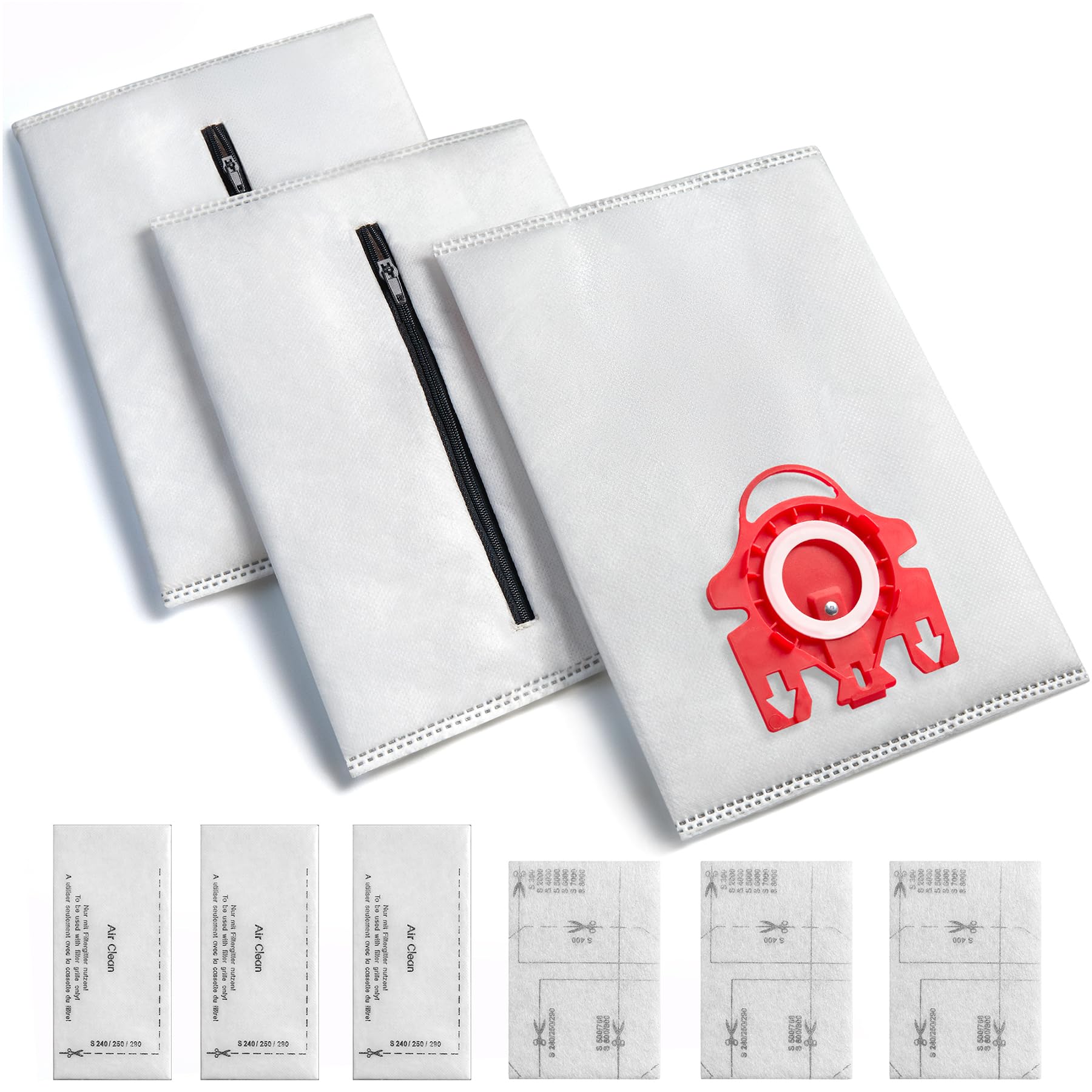Reusable AirClean 3D Efficiency Dust Bags for Miele, Type FJM, 3D Efficiency Vacuum Cleaner Bag, 3 Bags & 6 Filters