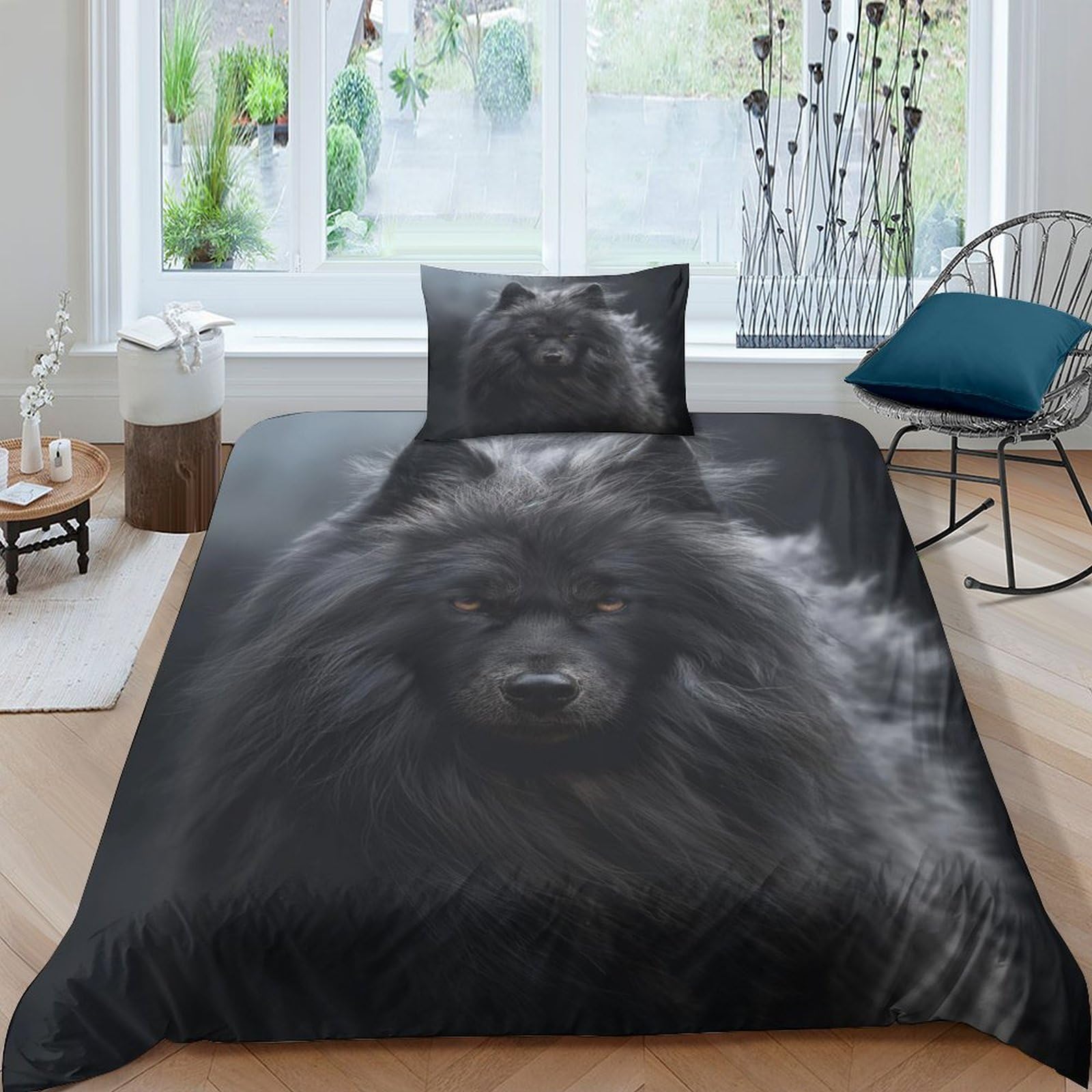 BARDYS Wolf Quilt Cover Duvet Cover 3D Print Wild Animals for Boys Girls Comforter Covers Soft Microfiber with Zipper Closure with Pillow Cases Bedding Set 3 Pieces Single（135x200cm）