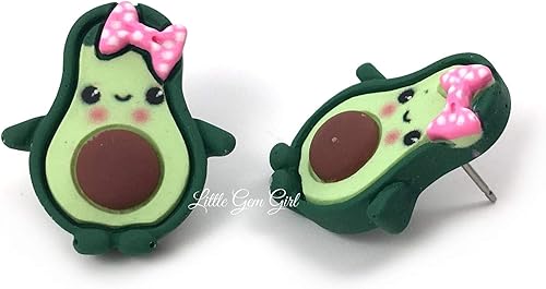 Miniatura 2 de Lindos aretes de tuerca con cara de aguacate en titanio o acero inoxidable