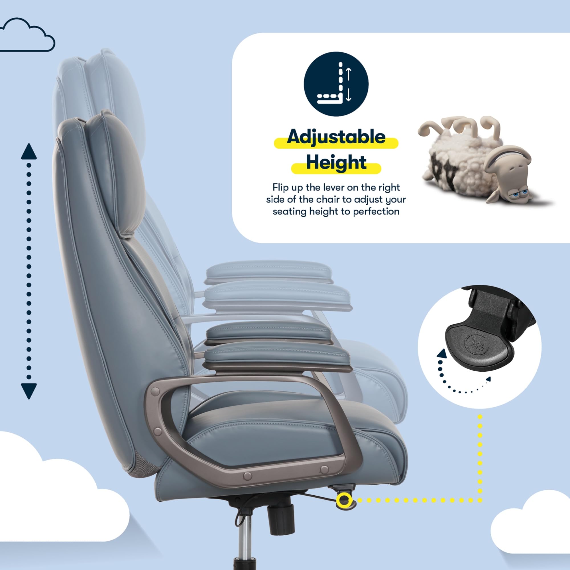 Amazon.com: Serta® SmartLayers™ Mosby Ergonomic Vegan Leather High