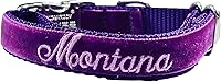 Vista 5 de Personalized Dog Collar Embroidered with Pet Name and Leash Option - Premium Velvet Custom Dog Collar for Boy & Girl Dogs, Small Medium Large Dogs