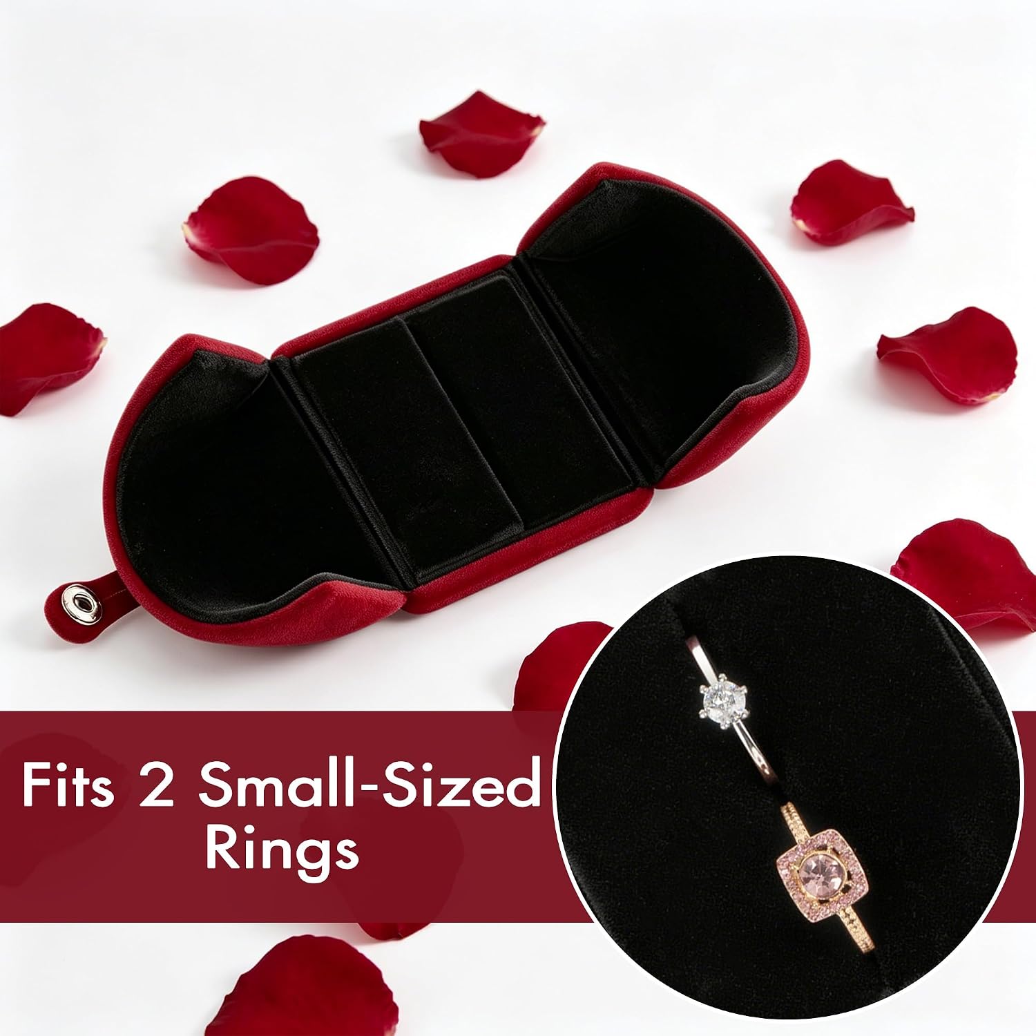 SHIDOW Yurt Shaped Ring Box for Daily Vanity Storage, Small Velvet Jewelry Organizer Case with Snap Closure Lid, Dome Ring Holder Suitable for Proposal, Wedding, Valentine's Day & Anniversary Use image 4
