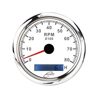 RACETECH 85mm 3-3/8" Tachometer with 8000RPM Hourmeter Waterproof 7 Colors LED White Face for Car Truck Diesel Engine Marine Boat Yacht Motor