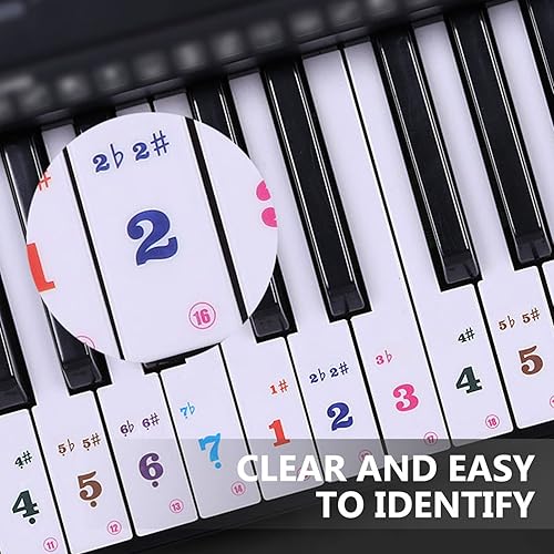 Miniatura 6 de ARTIBETTER Calcomanías de números, 2 hojas, calcomanías para teclado de piano, letras electrónicas, calcomanías de teclados extraíbles para 61