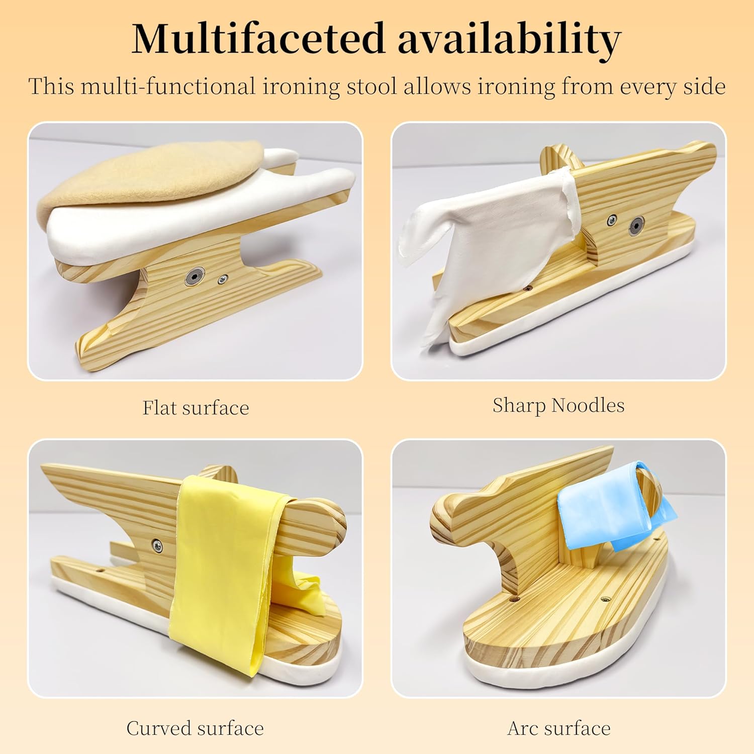 Tailors Ironing Board with Pine Wood Base, Cotton Cover Tailors Point Press Clapper - Protects Garments, Multi Pressing Board for Anywhere You Want - Seams, Collars, Cuffs, Points, Hems