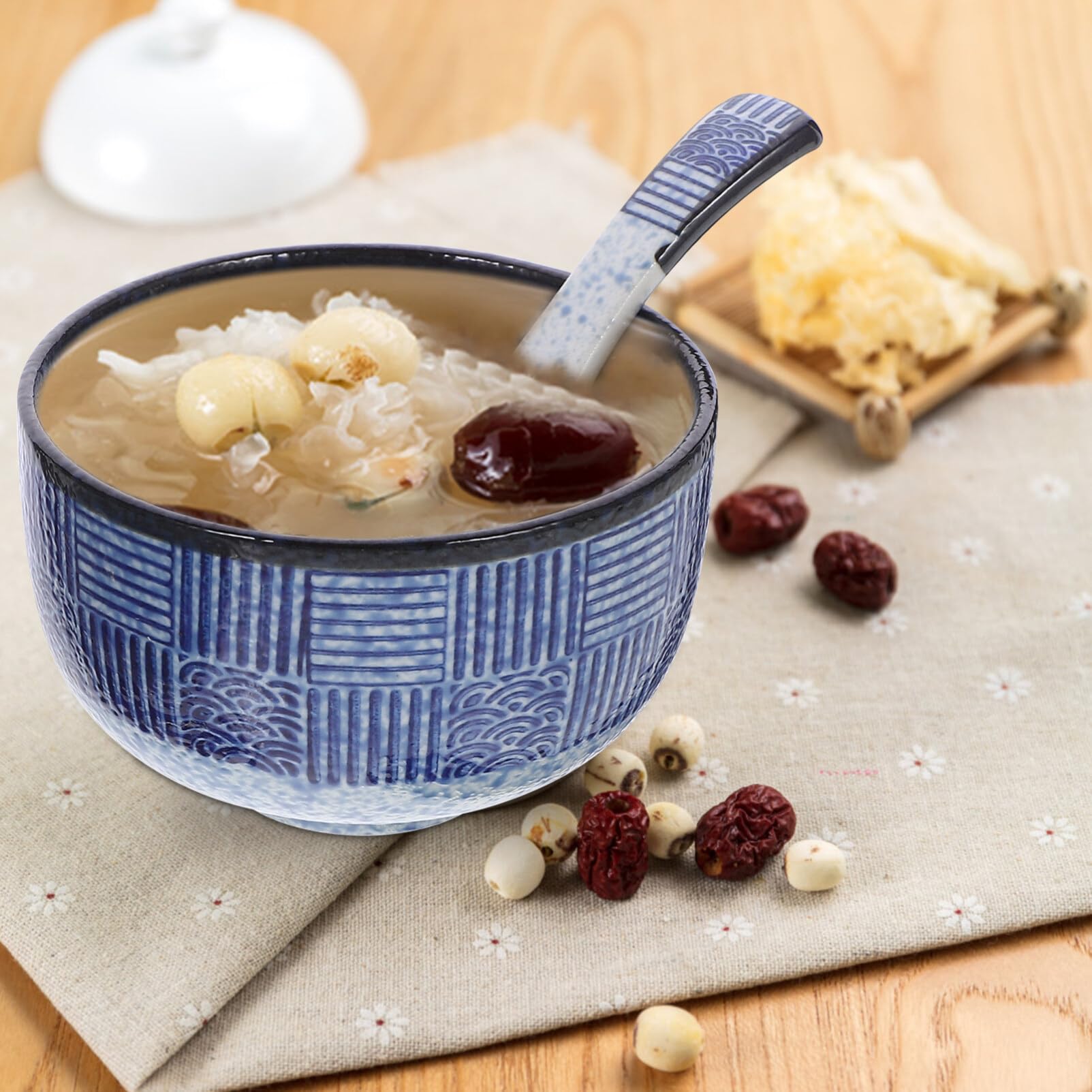 Ciotola Giapponese in Ceramica Per Zuppa Miso E Riso Con Coperchio - Design Creativo Per Casa E Ristoranti Perfetta Per Buffet E Cucina