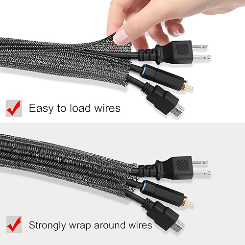 Miniatura 2 de Tubo de telar de alambre dividido de 10 x 1 pulgada para alimentación, audio, USB, gestión de cables para TV, computadora, protege de masticar