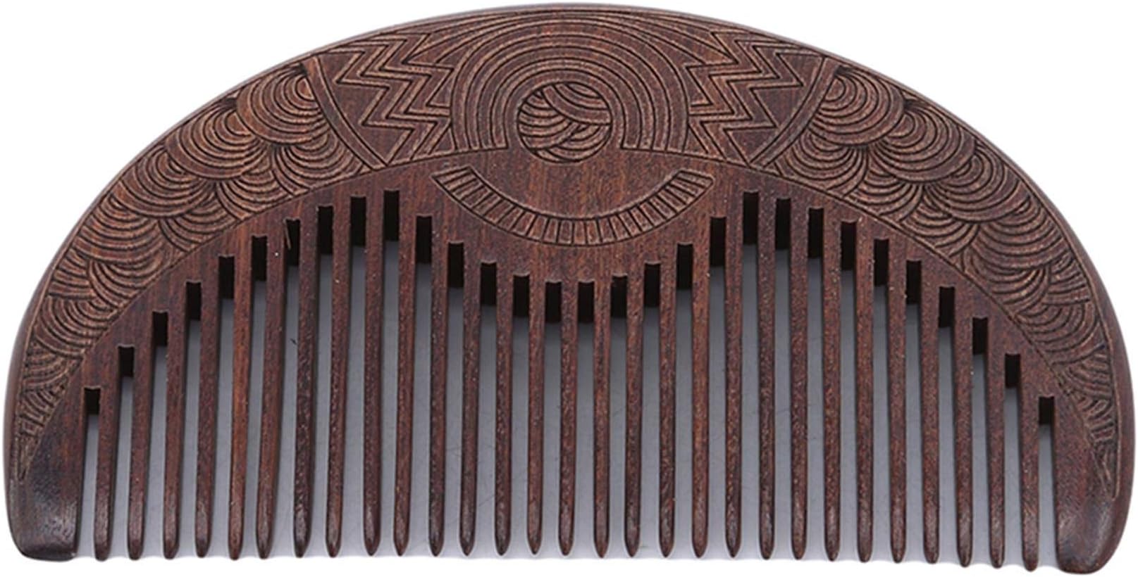 TraveT Natural Anti-static Sandalwood Wooden Hair Comb Double-sided Carved Comb for Men Women