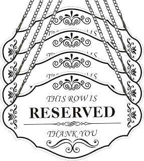 Reserved Row Sign for Wedding Ceremony Chairs or Events, Acrylic Banner with for Seating, White Acrylic with Black Font with Chain - 8x5 inches (White-4Pack)