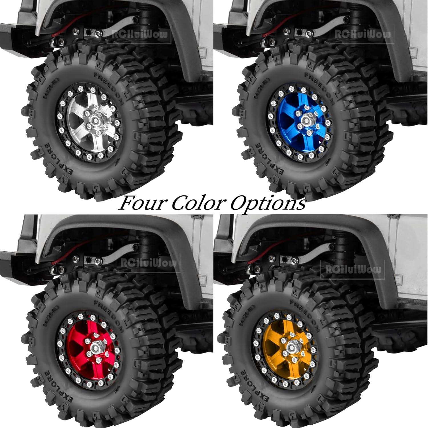 1.3 Beadlock rc Wheels rc Rims for 1/18 TRX4M,Ascent-18,1/24 SCX24,FCX24,1.3" Beadlock Wheels Alloy Aluminium Rims w/Rings,Gold