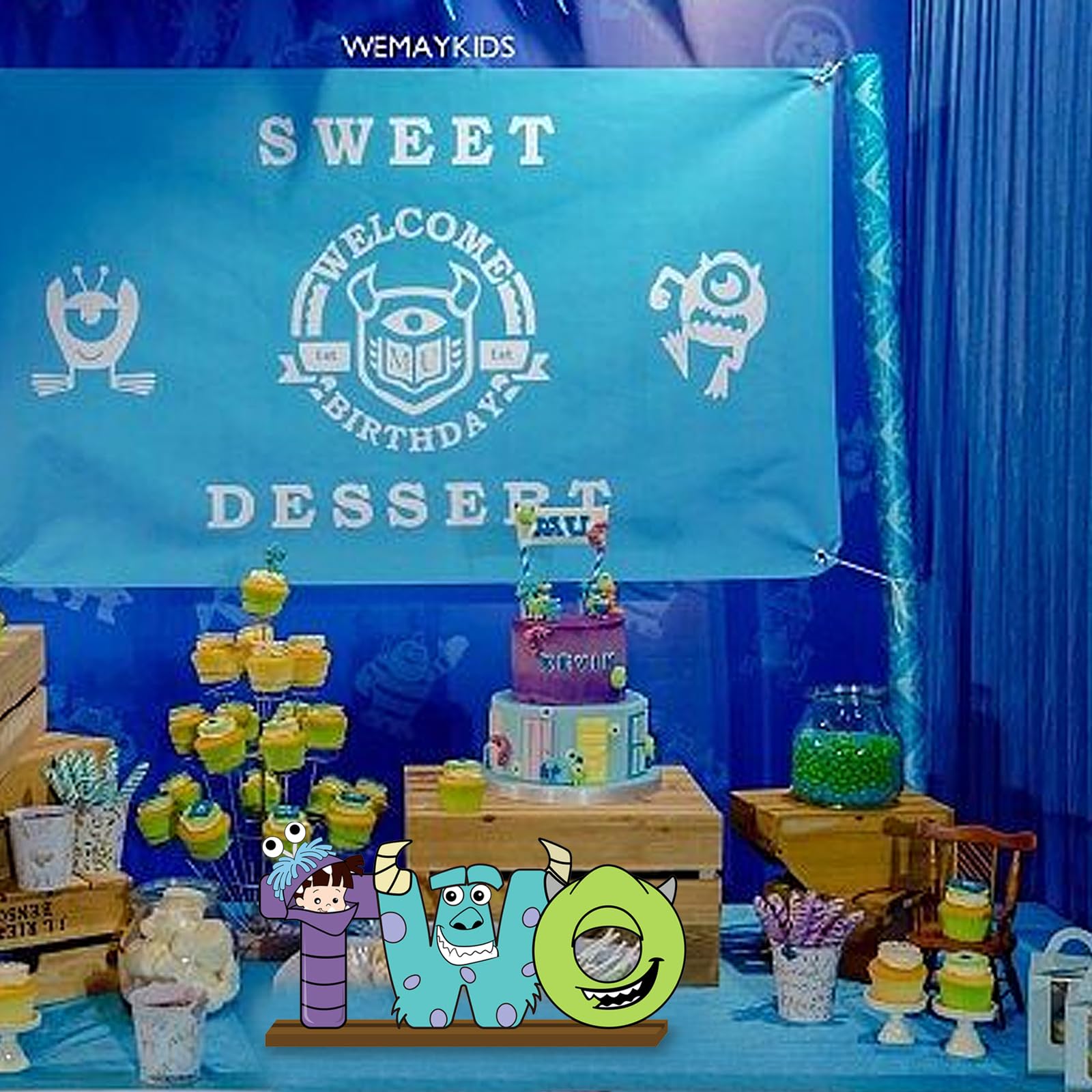 Amazon.com: Monster inc TWO Letter Sign Wooden Table Centerpiece Monster  inc Theme 2nd Birthday Party Decoration Supplies Monster inc Cake Smash  Baby Shower Photo Prop Table Decor for Baby Boys Girls (TWO) :