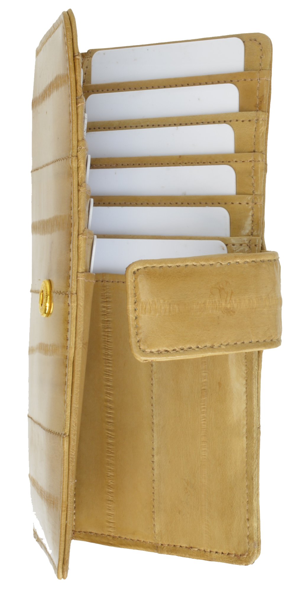 100% EEL Skin Credit Card Wallet Tan #E533