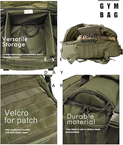 Miniatura 6 de Mochila militar táctica 3 en 1 85L bolsa de lona de viaje para el despliegue de entrenamiento de gimnasio de fin de semana