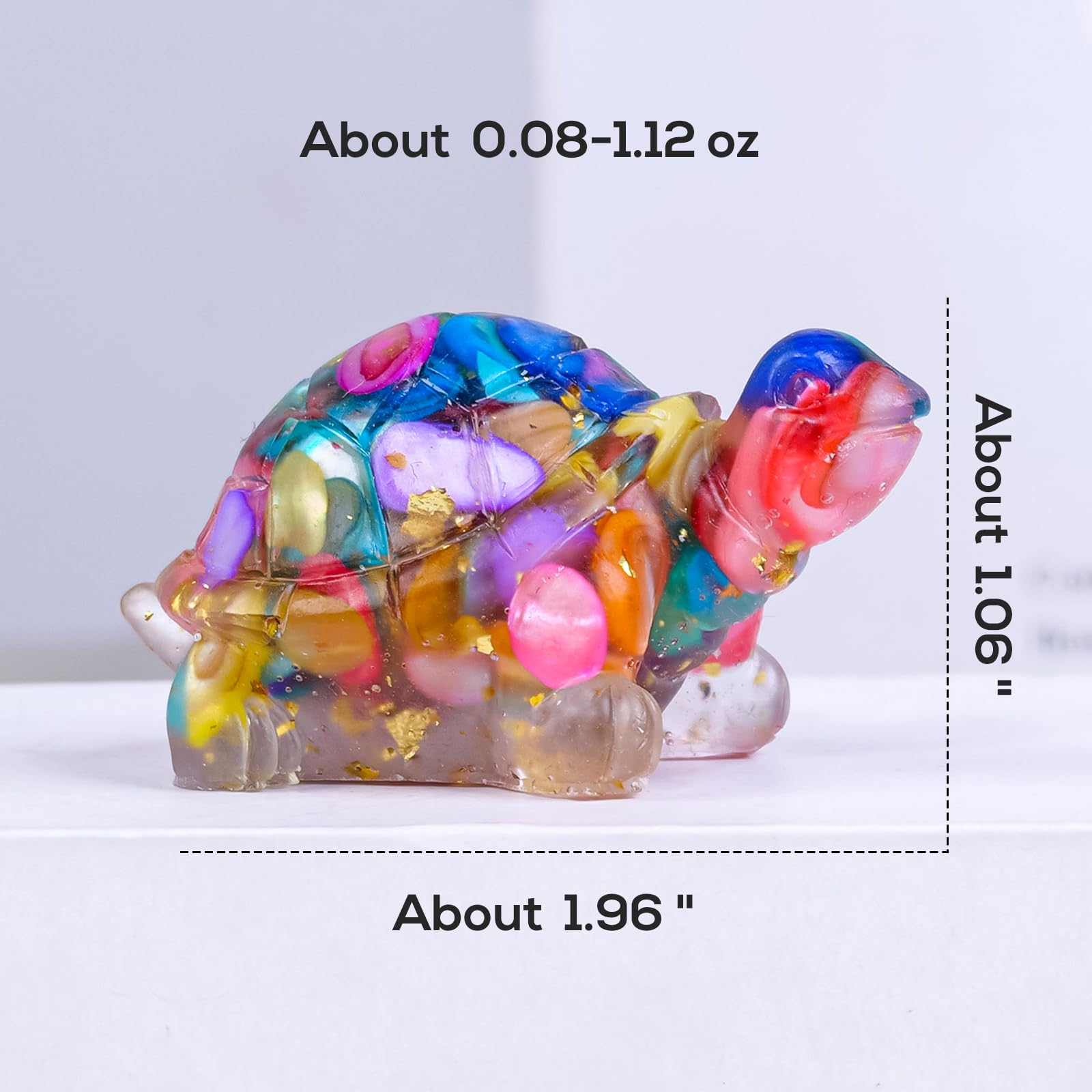 RJINGSHI 8PCS Crystal Turtle Figurine Set - Handmade Sea Turtle Resin Decor for Home, Office & Fish Tank, Healing Crystal Animal Statues for Desk, Shelf or Meditation Space (1.92