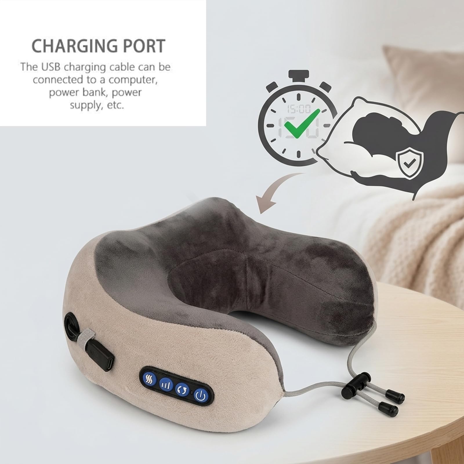 FELIXIZ Masseur Cervical avec Pétrissage 3D, Vibrations et Chaleur. 3 Vitesses. Coussin Réglable Sans Fil. 15 Min Arrêt Auto. Pour Maison, Bureau, Voyage.
