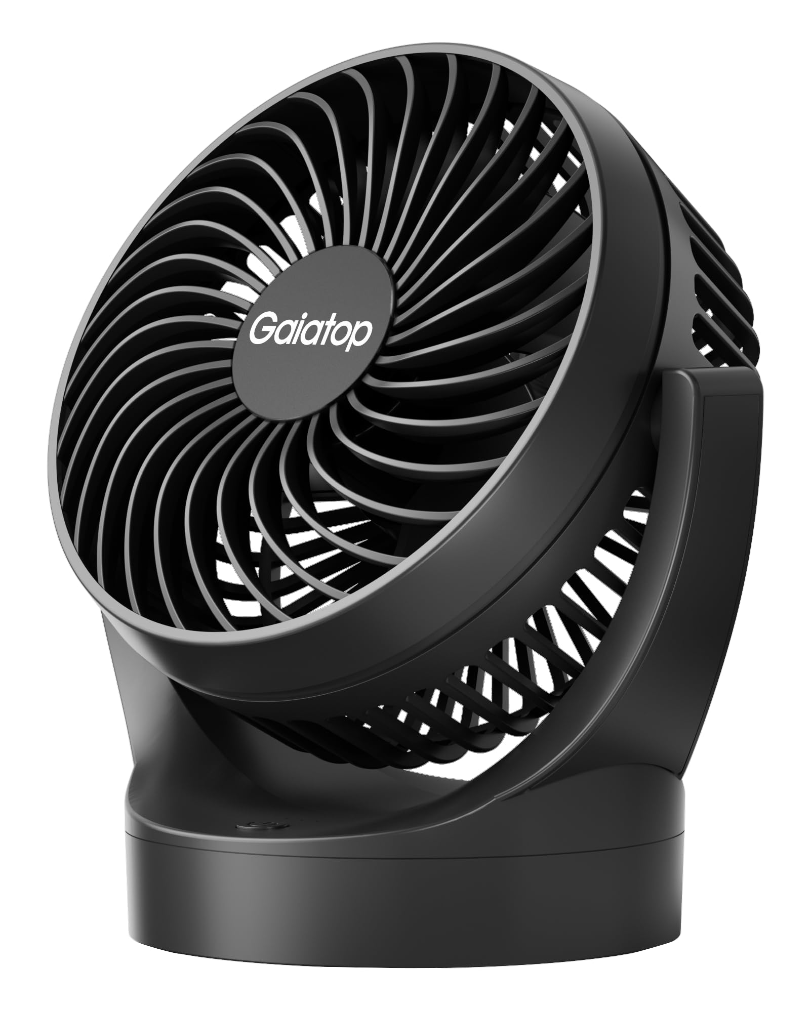 Gaiatop-Luckymax Gaiatop Portable Desk Fan, 3 Adjustable Speeds, Solid Black, Quiet Brushless Motor, Up to 19H Cooling, 135° Tilt Bedroom Fan for Home/Office/Outdoor