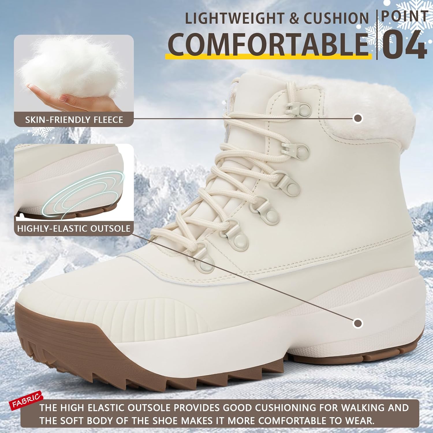 Waterproof Winter Snow Boots for Women丨Insulated-Warm Fur-Lined Booties丨Non-Slip Cushion Outdoor Walking Boots丨Lightweight Comfortable Casual Suede Leather Short Boots