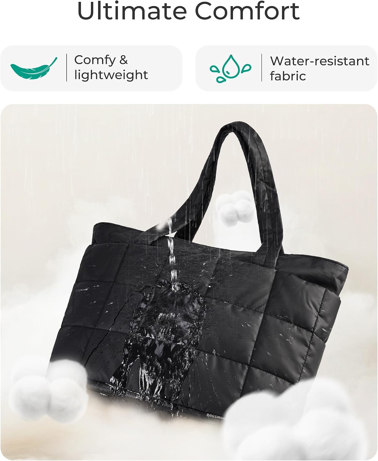 Expandable Tote Bag for Women, Puffer Work Tote Travel Bag thumbnail