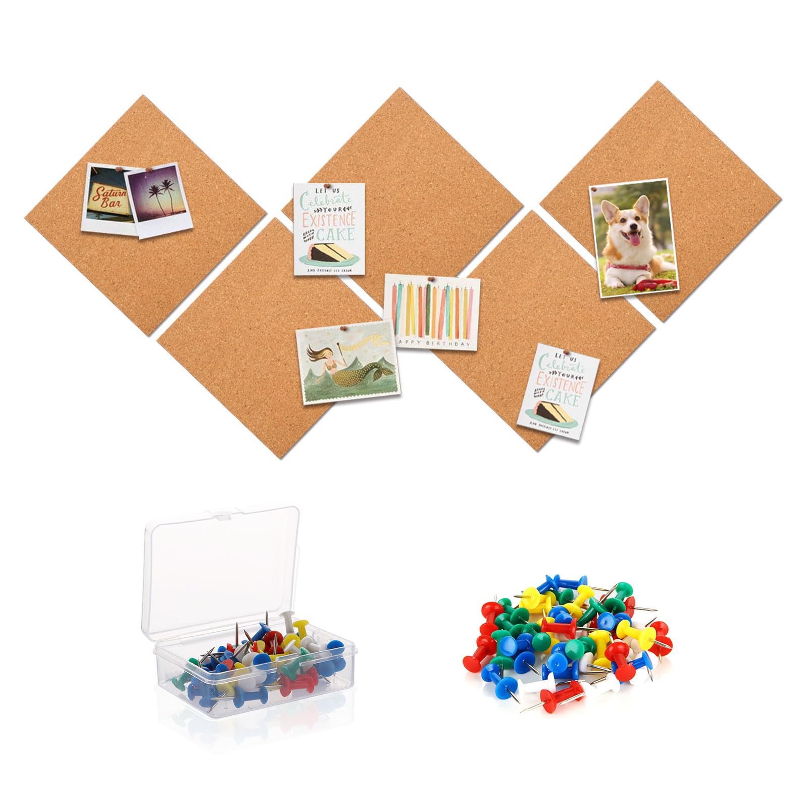 YAYODS 20PCS Cork Boards 30 x 30 cm, 4mm Thick Square Tiles for Walls With 60 Push Pins, for Office Home, School - Image 4
