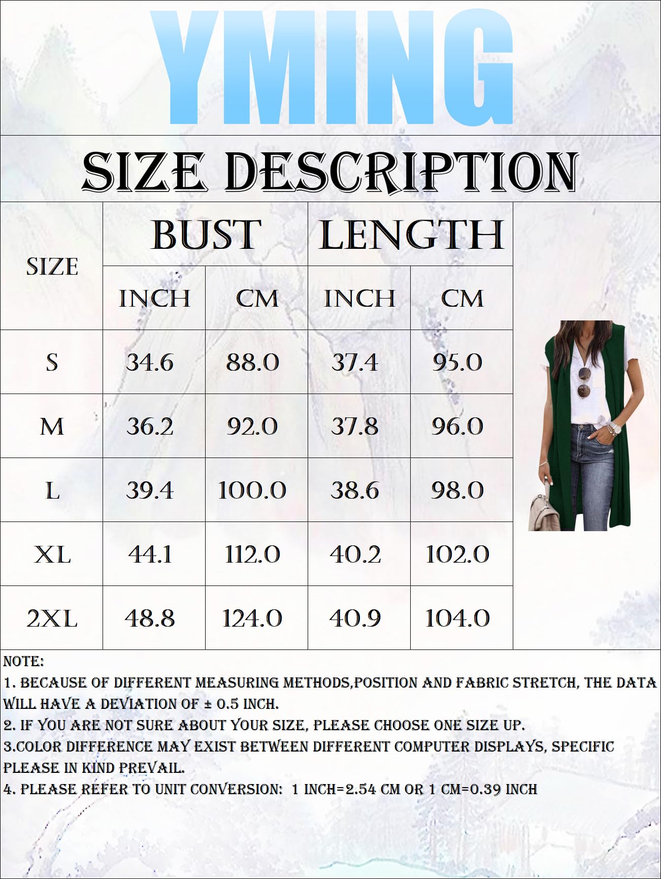 YMING Donne Gilet Lungo Casual Che Scorre Cardigan Morbido Elasticizzato Cappotto Spolverino di Tendenza